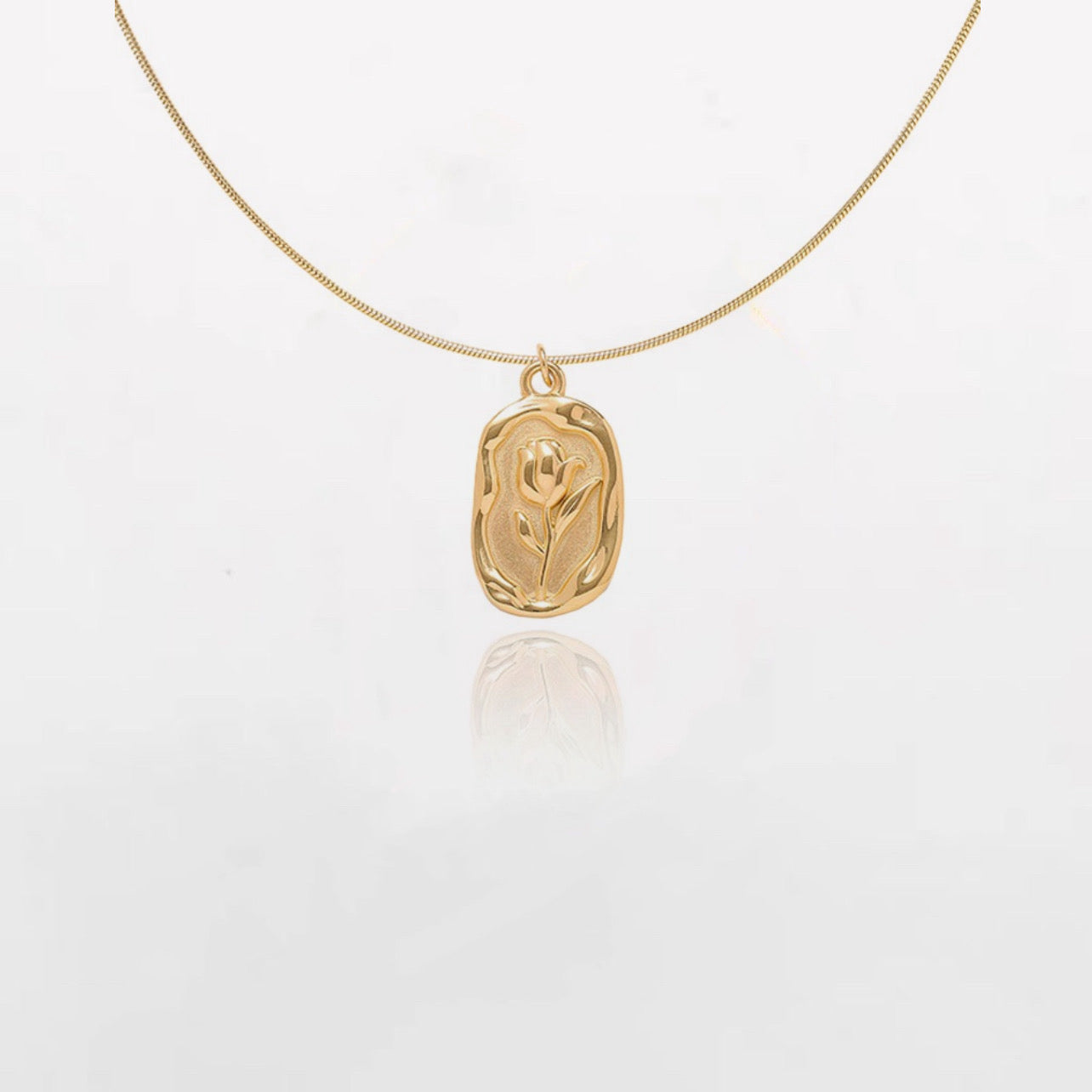 Gold Tulip Pendant Necklace