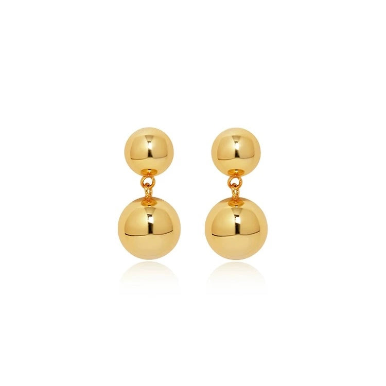 1-Gold Sphere Drop Earrings