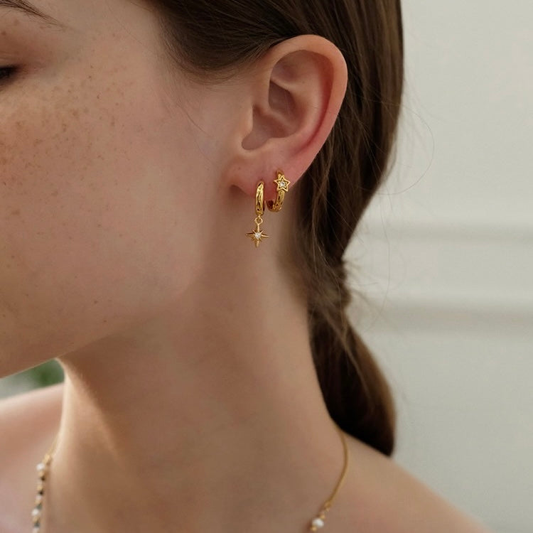 Starry Gold Huggie Earrings