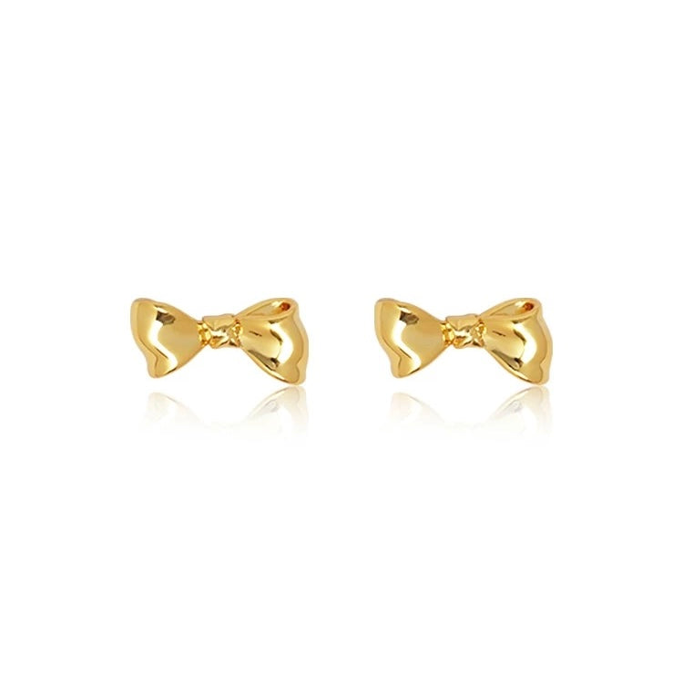 1-Gold Bow Ear Studs