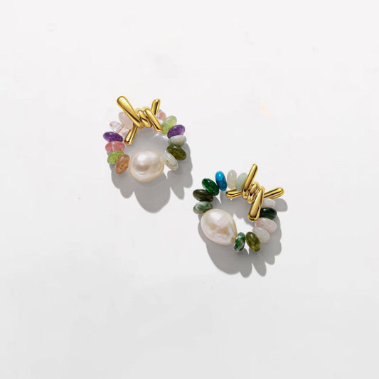 Colour Pop- Colour Beads & Pearl Ear Studs