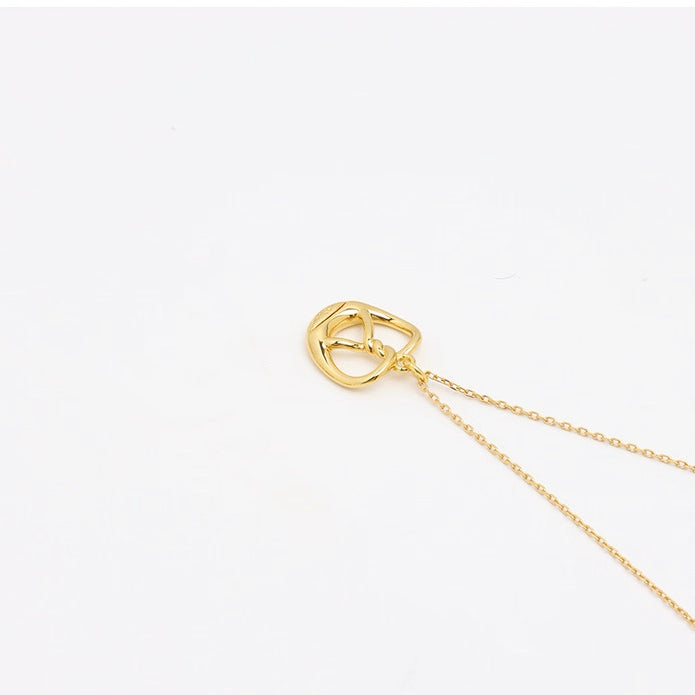 Gold Pretzel Pendant Necklace