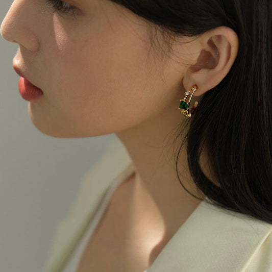 Ann Green Gemstone Hoop Earrings