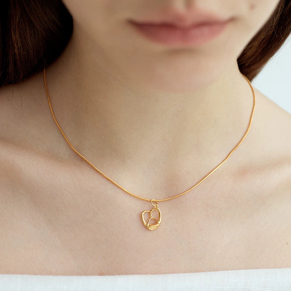 Gold Pretzel Pendant Necklace