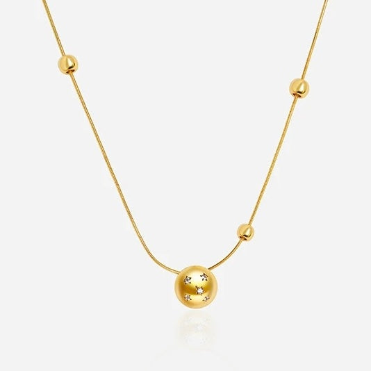 Gold sphere ball necklace