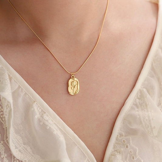 Gold Tulip Pendant Necklace