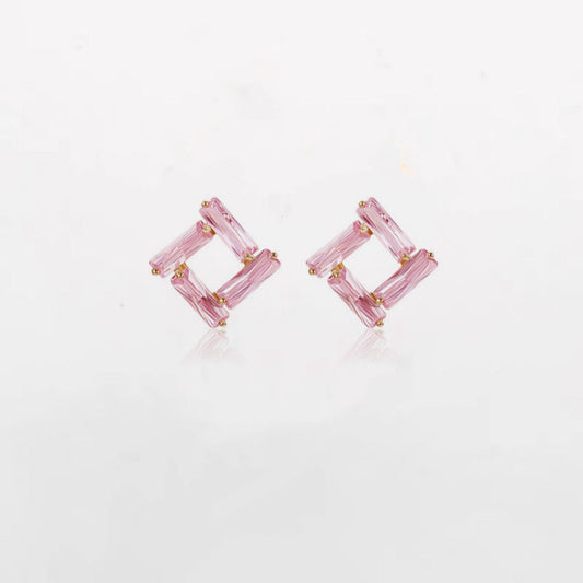 Colour Pop- Pink Zicron Gold Ear Studs