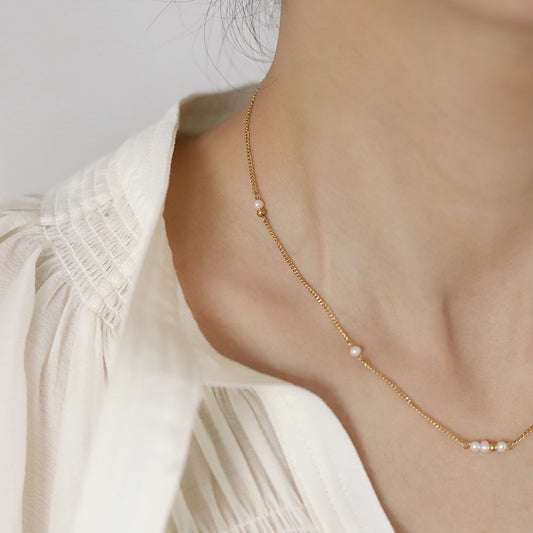 Mini￼ Pearl Chain Necklace