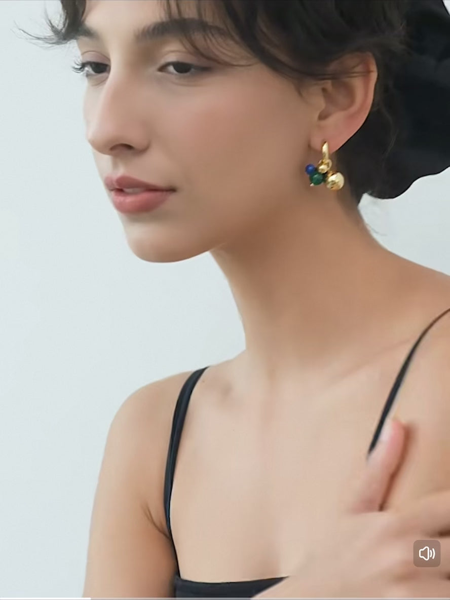 Petra colourful Agate Bead Huggies Earrings