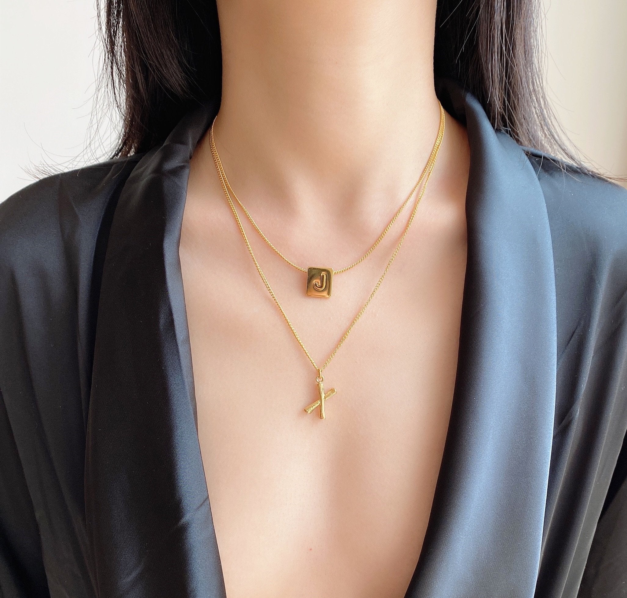 Square Initial Necklace, 14K Gold Filled, Square Pendant Necklace, Initial  Necklace Gold, Paperclip Initial Necklace, Birthday Gift Necklace - Etsy  Norway