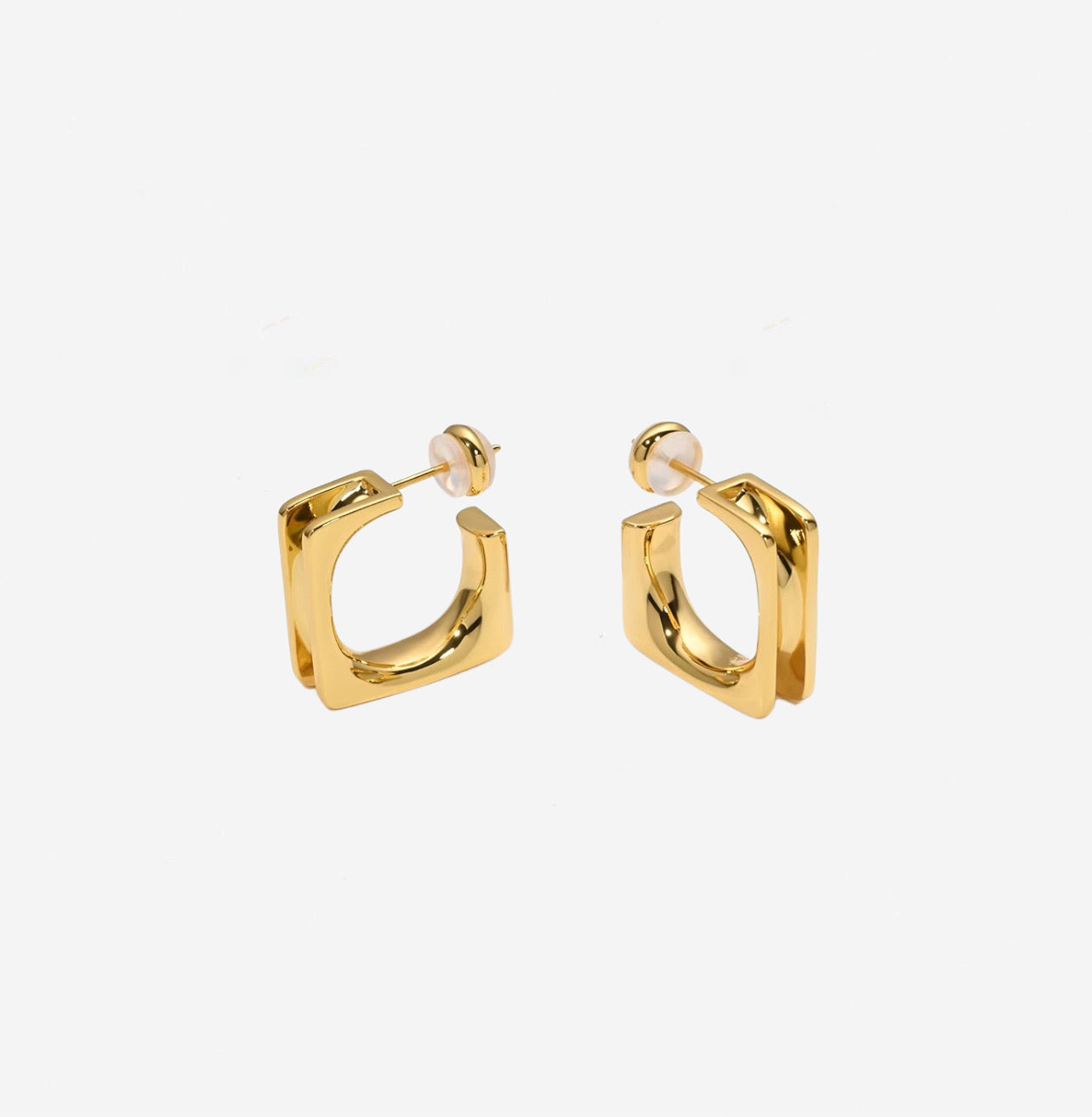 Square Trio Gold Hoops