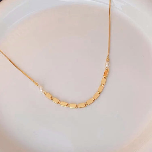 Suria Pearl Square Chain Necklace