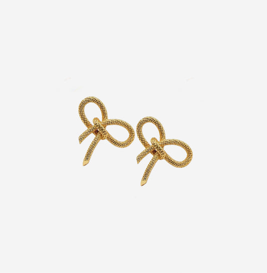 Twist Ribbon Gold Studs